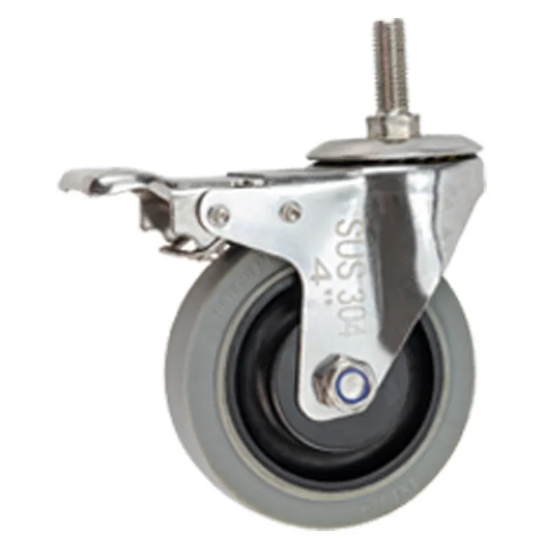 4pcs 5inch medium304 stainless steel ESD anti-static/conductive TPR caster mute swivel brake silent wheel Industrial casters