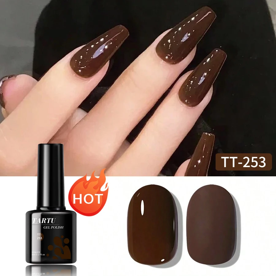 TARTU 8ml Gel Nail Polish Burgundy red brown chocolate Nail Art Soak Off UV/LED Manicure Beautylux Vernis Semi Permanent Esmalte