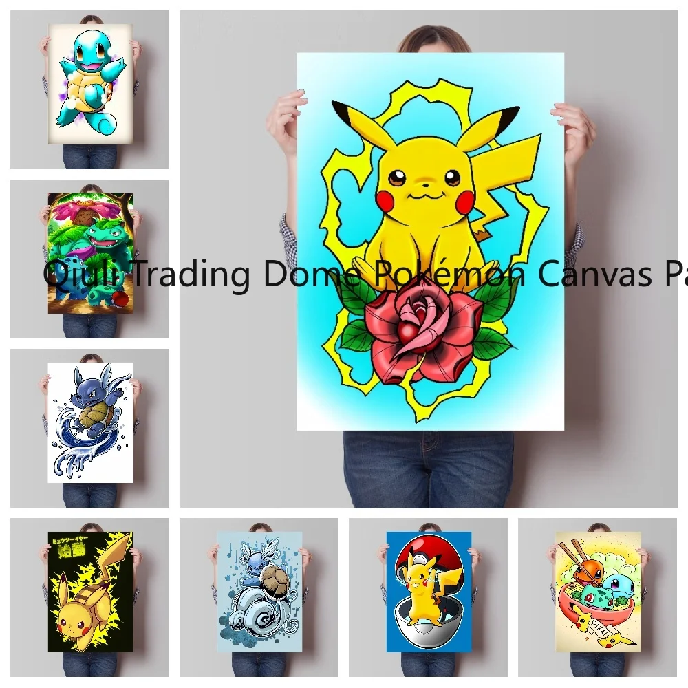 

Classic Anime Posters Pokemon Pikachu Squirtle Canvas Paintings Modern Home Children's Bedroom Decor High Quality Art Gifts