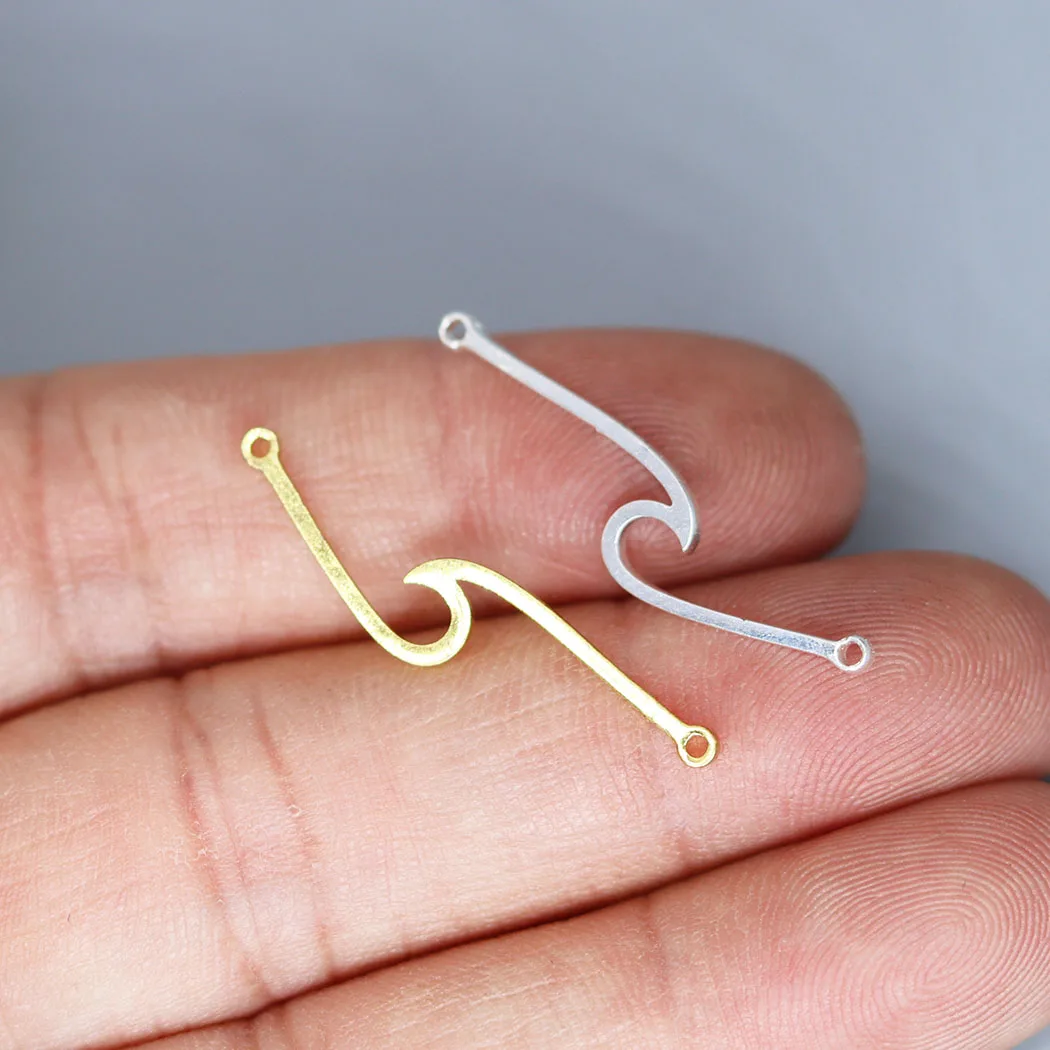 5Pcs Ocean Beach Wave Stainless Steel Pendant Charms For Jewelry Making DIY Tassels Earrings Necklace Connecter Accessories