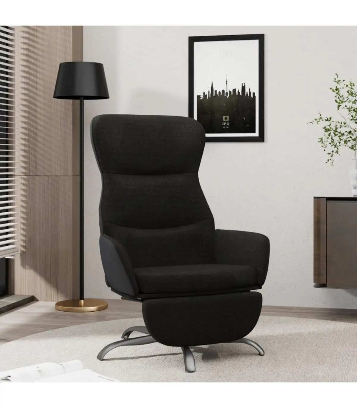 Relax armchairs with black fabric footrest