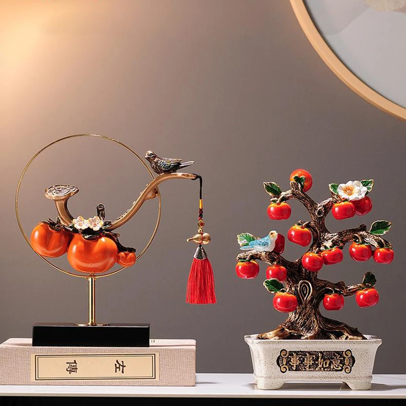 

Persimmon Trees Ornaments Resin Ornaments Living Room Decoration Craft Art Sculpture Figurine,Meaning of Wealth
