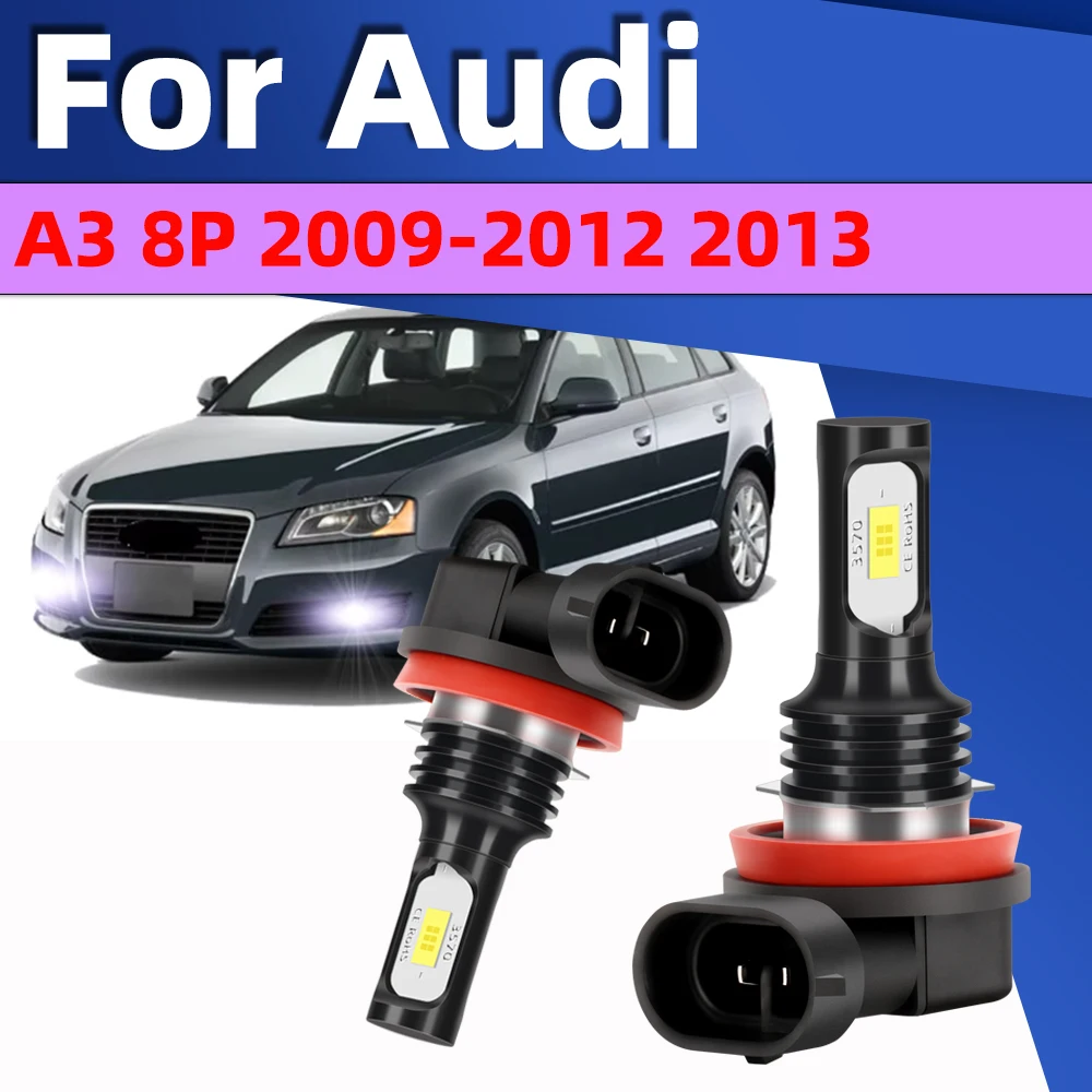 

2Pcs LED Fog Lamp 15000LM Car Bulbs For Audi A3 8P 2009 2010 2011 2012 2013 High Bright White 6000K Auto Front Fog Lamp
