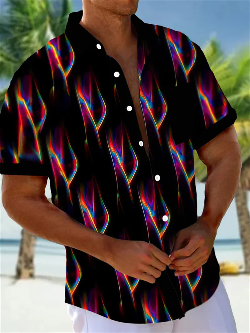 Men's Carnival Shirt Pattern Short Sleeve 3D Digital Printed Collar Carnival Retro Shirt Party Shirt Size Up