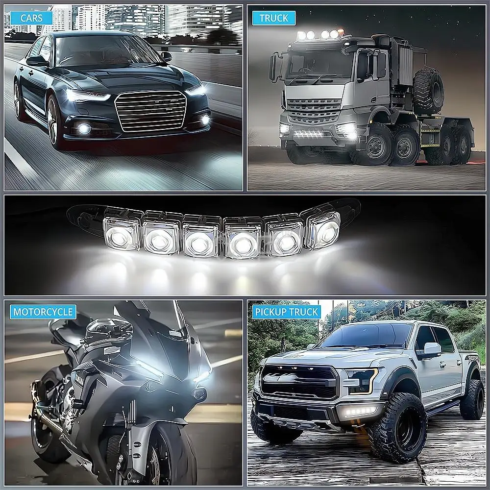 Lámparas de coche luces de circulación diurna DC 12V señal de giro lente diurna 6LED impermeable DRL faro blanco bombillas de estacionamiento