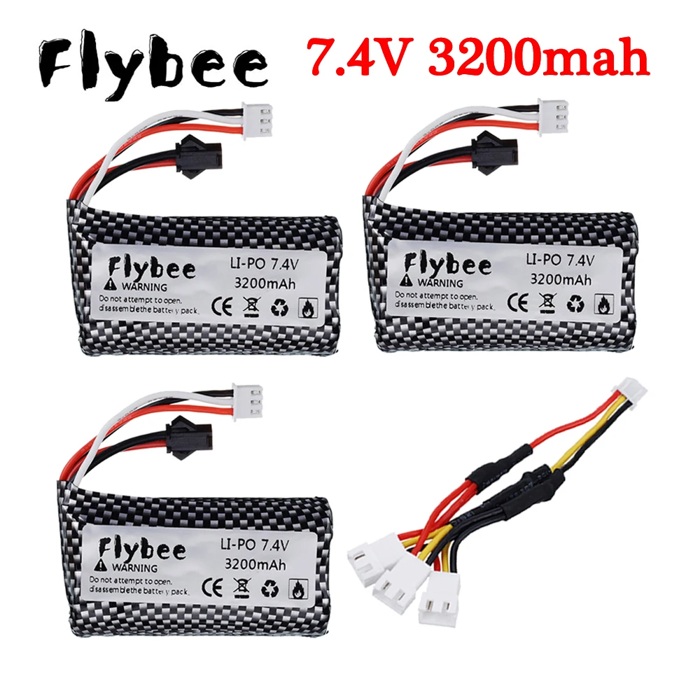 (SM Plug) 7.4V 3000mah upgrade 3200mAh Li-ion Batery For wltoys 104310 104311 RC Helicopter Car Tanks Boat parts 2S 7.4V battery