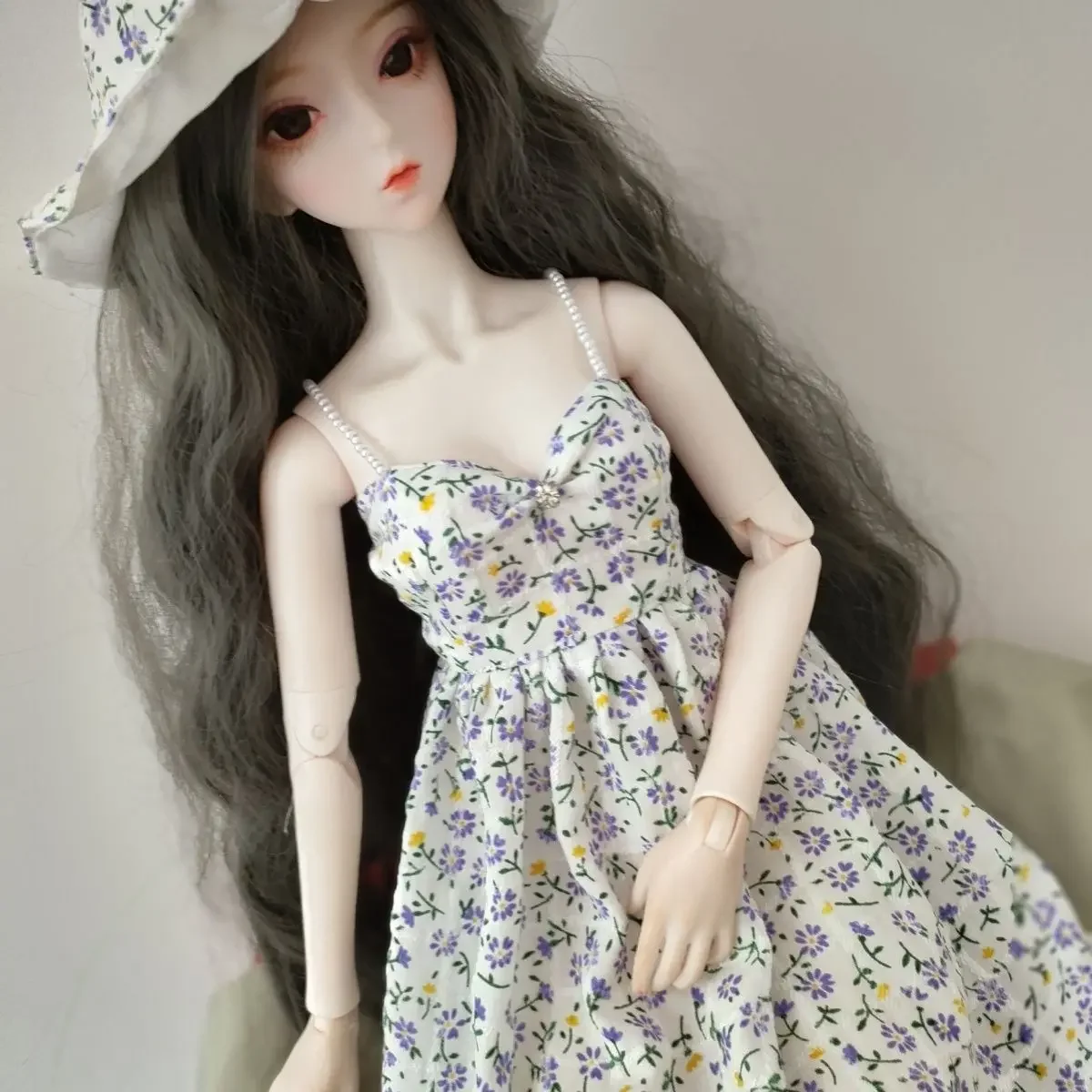 

1/3 1/4 1/6 Doll's Clothes (hats+dresses) Diy Girl Toys Dress Up Fashion Broken Flower Princess Skirt Doll Accessories, No Doll