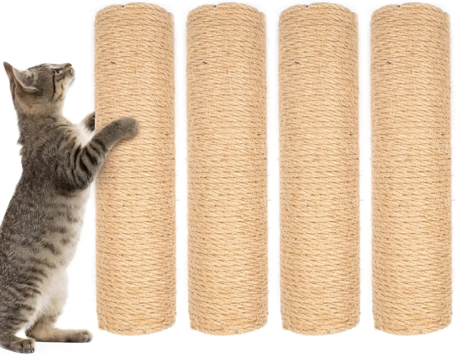 

4PCS 10 Inch Scratching Post with Natural Sisal Rope - Cat Scratch Pole, Tree, and Posts for Indoor Cats - Replacement P