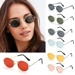Oval Sunglasses Gold Silver Frame Retro Festival 400UV Gradient Mirror Glasses