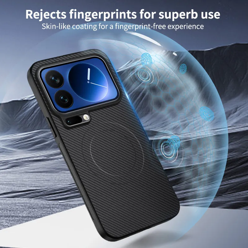 حافظة هاتف جلدية مغناطيسية من الكربون لهاتف Xiaomi Mi 17 Pro Max 15T 15T Pro 14 T Pro 17pro حافظة شحن لاسلكية Magsafe #6