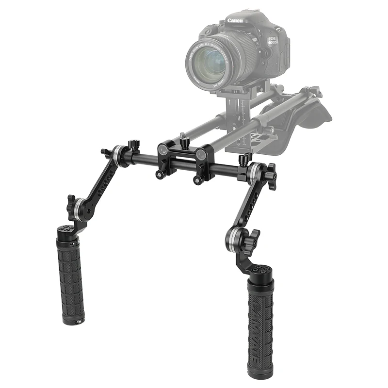 HDRig Camera Shoulder Rig Rubber Handgrip with ARRI Rosette Arm & Adjustable Central 15mm Railblock For Dslr Shoulder Mount Rig
