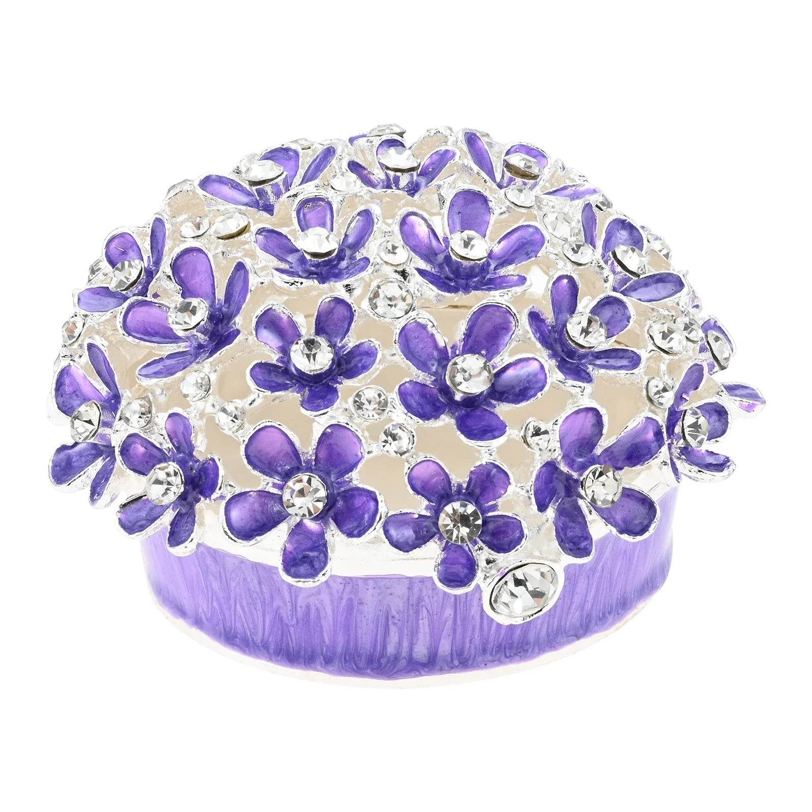 

Purple Flower Ball Jewelry Box Sparkling Crystal Easy Open Magnet Clasp Dresser Ornament Gift for Girlfriends Wife Mom 55mm/2In