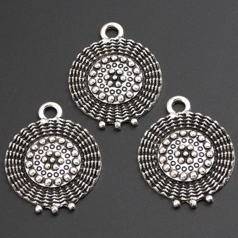 

10pcs Sliver Color Round Earings Charms For Women Pendant Making Jewelry Findings Handmade Crafts Accessories 26.5mm A3030 SALE