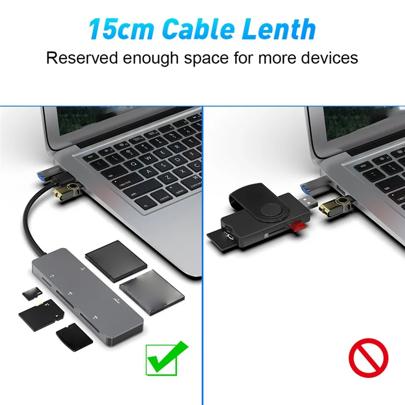 USB 3.0 Multifunction Card Reader, CF, XD, SD, TF Card Reader, 5 em 1, 5Gbps para PC, Laptop Acessórios