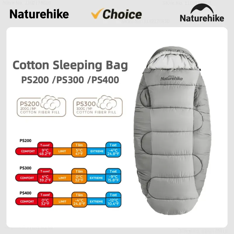 

Naturehike Outdoor Cotton Autumn Winter Sleeping Bag Wearable Style Tent Sleeping Bag With Hat Camping Quilt Shawl PS200 /PS300