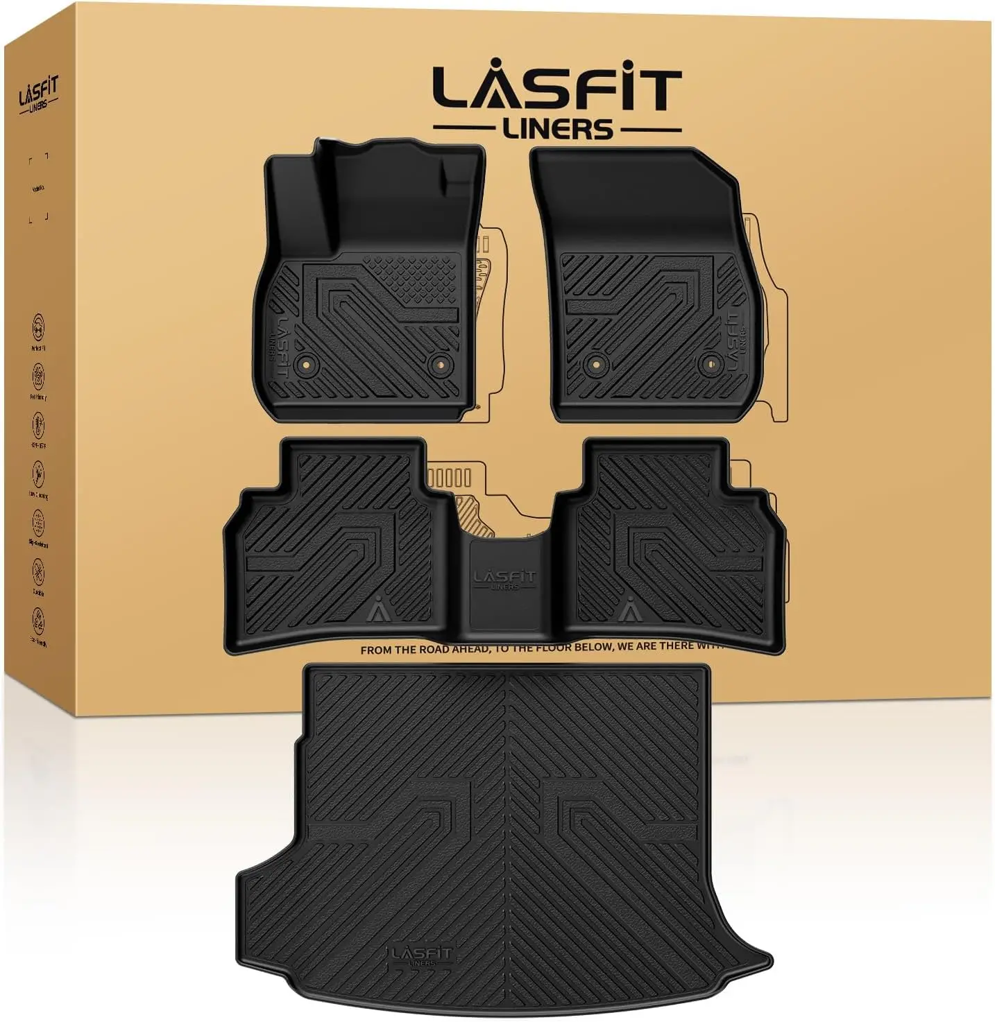 

Floor and Trunk Protection for Cars, TPE, Black, All-Weather, Easy to Clean