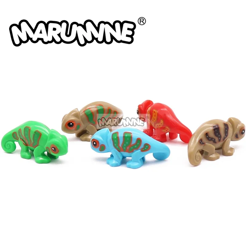 Marumine Animals Brick 20PCS 57763 MOC Tetrapod Chameleon Lizard Assemble Pet Zoo Building Blocks Accessories Farm Friends Model