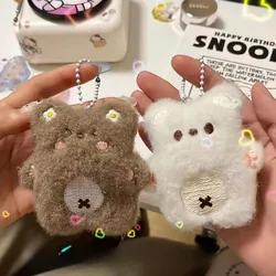 2pcs Cartoon Bear Squeak Keychain Pendant Cute Plush Doll Toy Kawaii Soft Stuffed Bag Charms Decorations for Couple Friends Gift