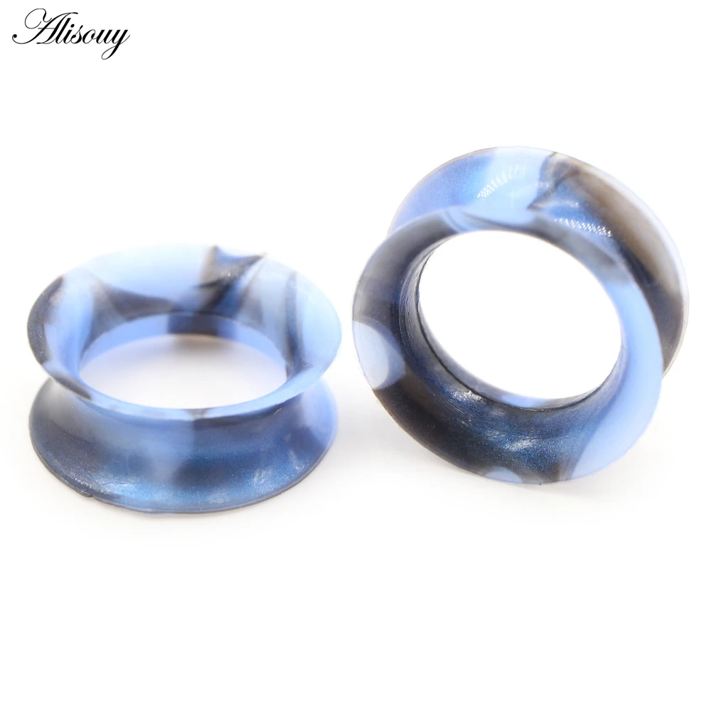 2er-Set mehrfarbige, hohle, flexible Silikon-Ohrstöpsel, Tunnel, Expander, Dehner, Ohrringe, Piercing-Körperschmuck – Detail 8
