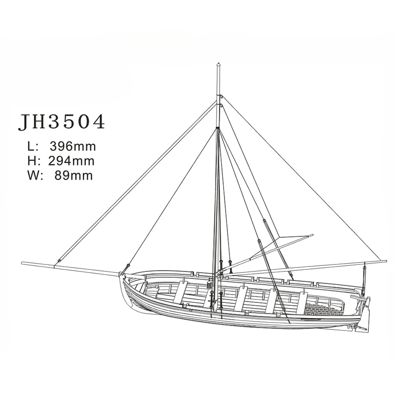 Full Rib Dinghy Simulated Wooden Ship Model Assembly Kit DIY JH3504 Recommended for Beginners Adult Building Model Toy Gift