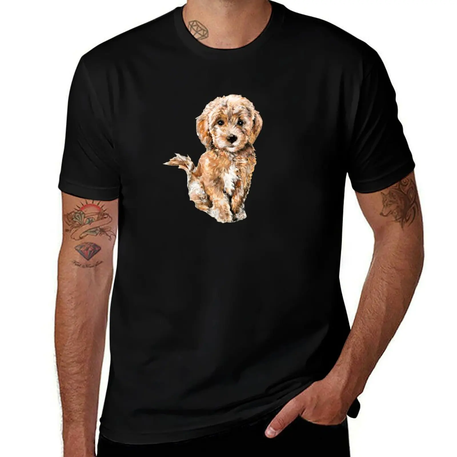 

T-Shirt funny Goldendoodle T-Shirt Puppy shirts Poodle/ t man Watercolor mens Illustration graphic t shirts