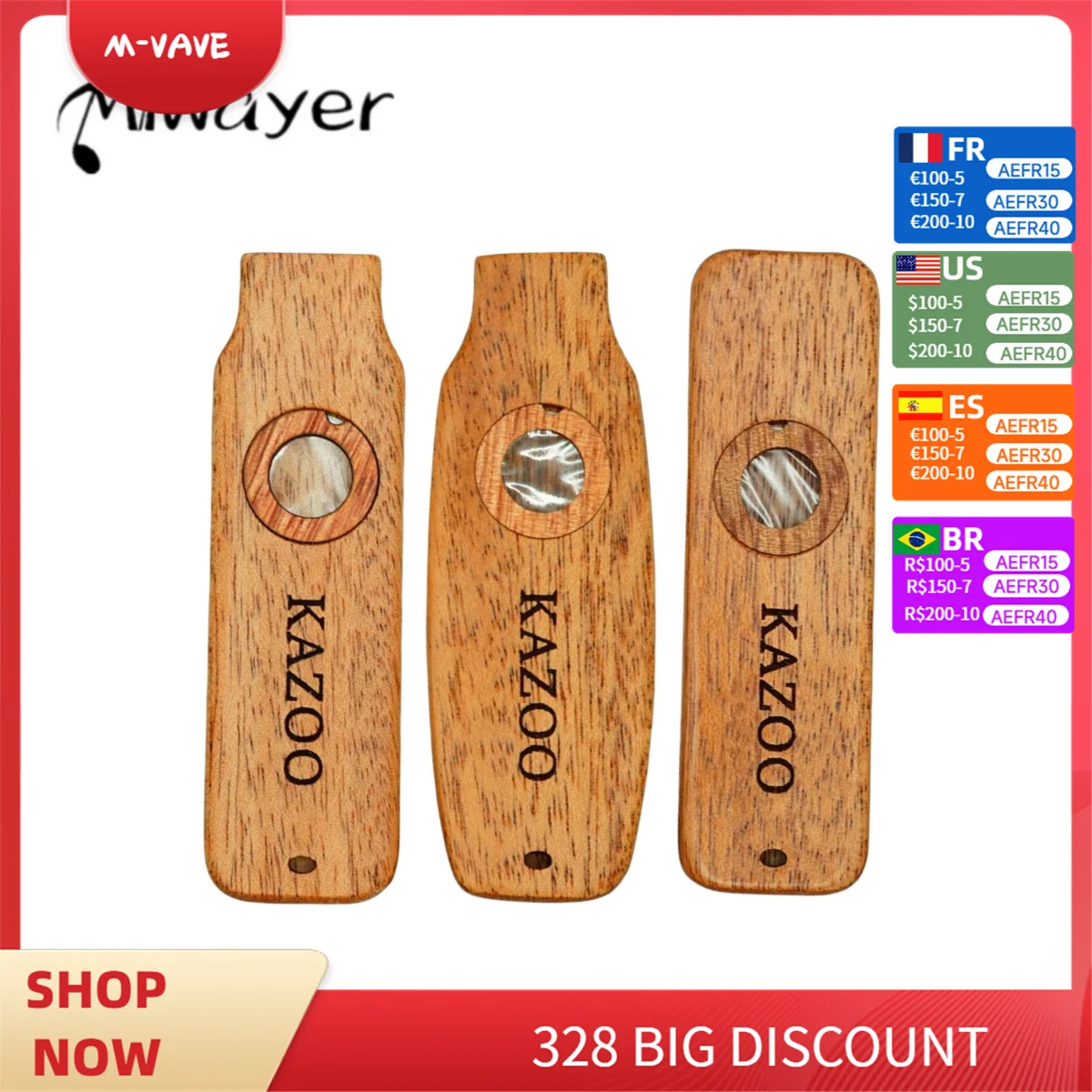 

Miwayer Wooden Kazoo Mahogany Wood Kazoo Portable Musical Instruments Guitar Ukulele Piano Accompaniment for Kids Beginner Gift