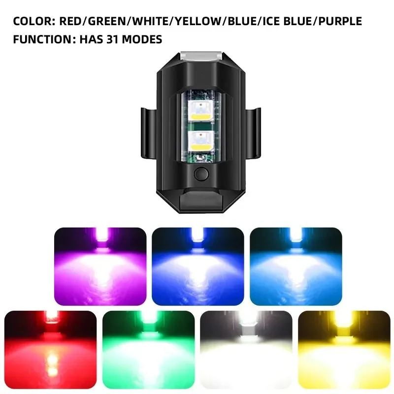 LED Strobe Safety Light for Motorcycle & Scooter – Mini Anti-Collision Turn Signal with 7-Color Drone Flashing gallery 5