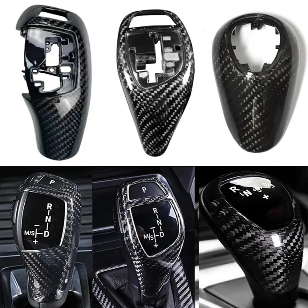 LHD For BMW F20 F80 F82 F83 F10 F85 F86 F12 F16 F30 1 2 3 4 Series GT Sticker Panel Trim Real Carbon Car Gear Shift Lever Cover