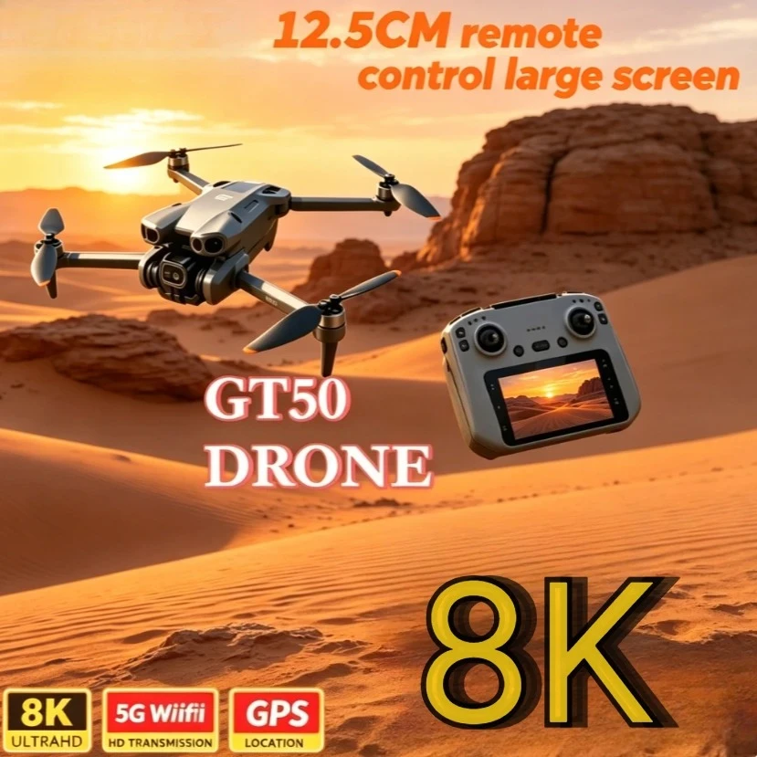 오리지널 GT50 GPS 접이식 드론 8K 듀얼 카메라 5G WIFI FPV 브러시리스 12.5cm 스크린 RC 광학 흐름 쿼드콥터 드론