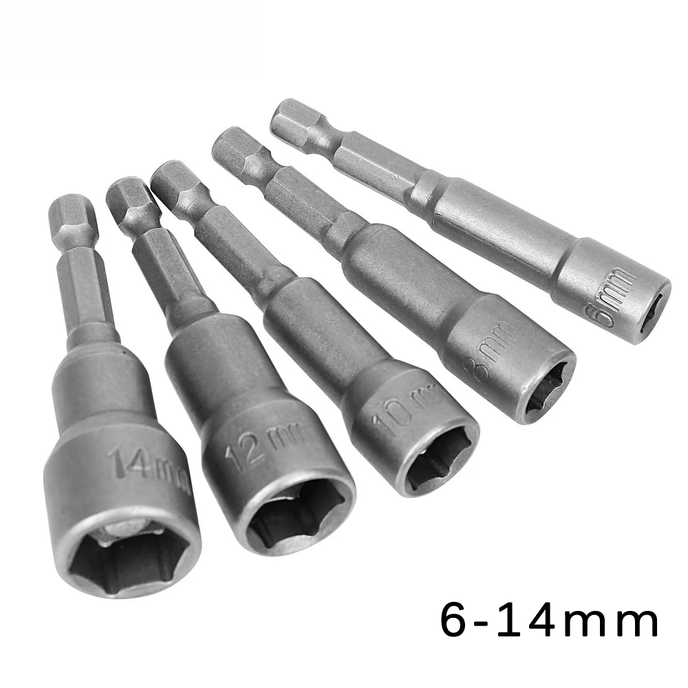 Electric Screwdriver Bit with Magnetic Socket Adapter, 5PCS Hex Shank, Quick Release Stem, Strong Magnet for Easy Operation