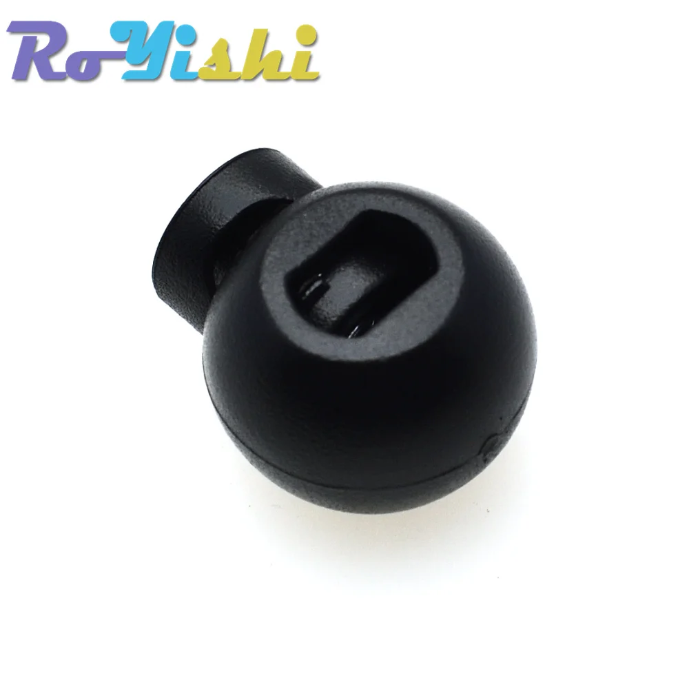 10 Pcs/Pack Cord Lock Round Ball Toggle Stopper Plastic Size:17mm*14.5mm*12mm Toggle Clip Black