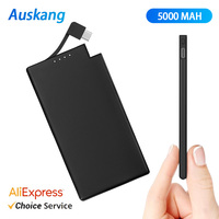 AUSKANG Mini Power Bank Ultra-thin 6mm Fast Charging Large Capacity 5000mAh Backup Battery Portable Power Bank Wired Battery