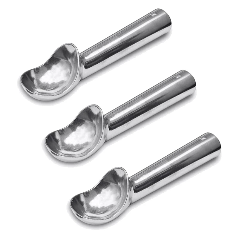 HOT SALE Nonstick Anti-Freeze Aluminum Ice Cream Scoop,2 Oz Aluminum Ice Cream Spoon, Ice Cream Ball Digger Spoon,3 Pack,Silver