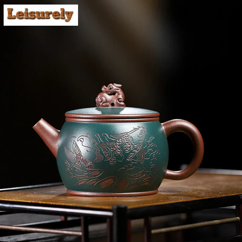 

280ml Yixing Raw Ore Purple Clay Teapot Famous Handmade Dargon Tea Pot Beauty Tea Infuser Kettle Chinese Zisha Kung Fu Tea Set