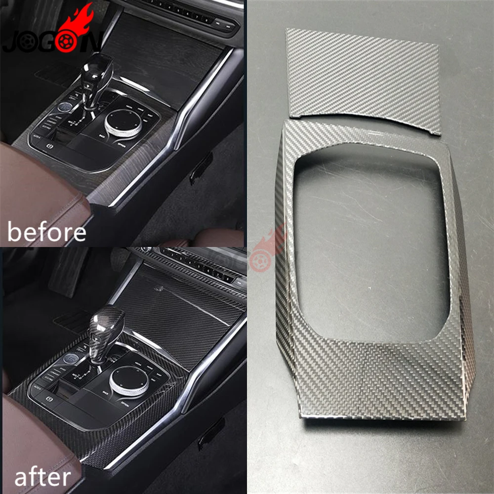 Car Dry Carbon Fiber Gear Shift Knob Frame Panel Cover Trim Protector Moldings For BMW 3 Series G20 330i 330d 340i 2019 2020