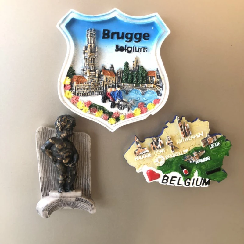 3D Resin Fridge Magnets Brugge Belgium Tourist Souvenir Hungary Kapok Budapest Chili Magnetic Refrigerator Decoration Gift Ideas