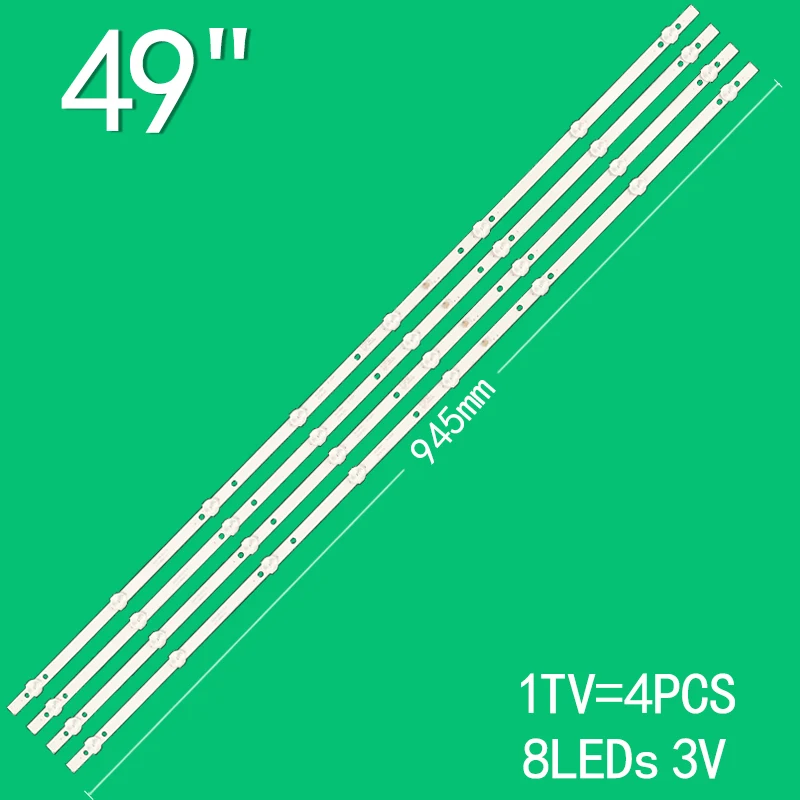 

1TV=4PCS 945mm 8LEDs 3v Suitable for 49 inch LCD TV DLED49HD 4X8 1002 DLED49HD 4X8 1003 DLED49HD 4X8 1004