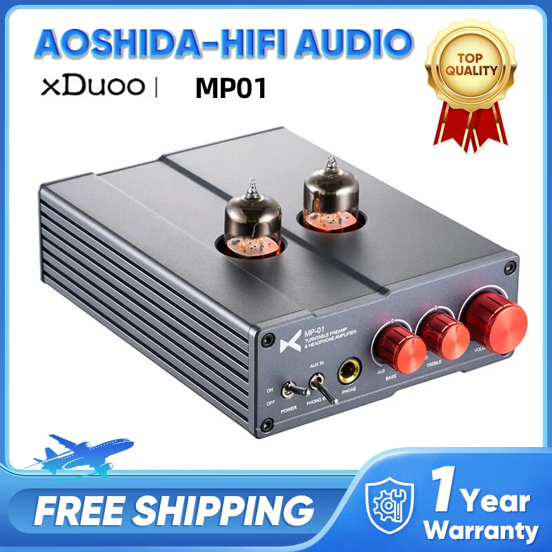 ヘッドホン用プリアンプチューブフォノ,XDuoo-MP-01 mm出力,電話およびCDプレーヤー用補助入力,6.35