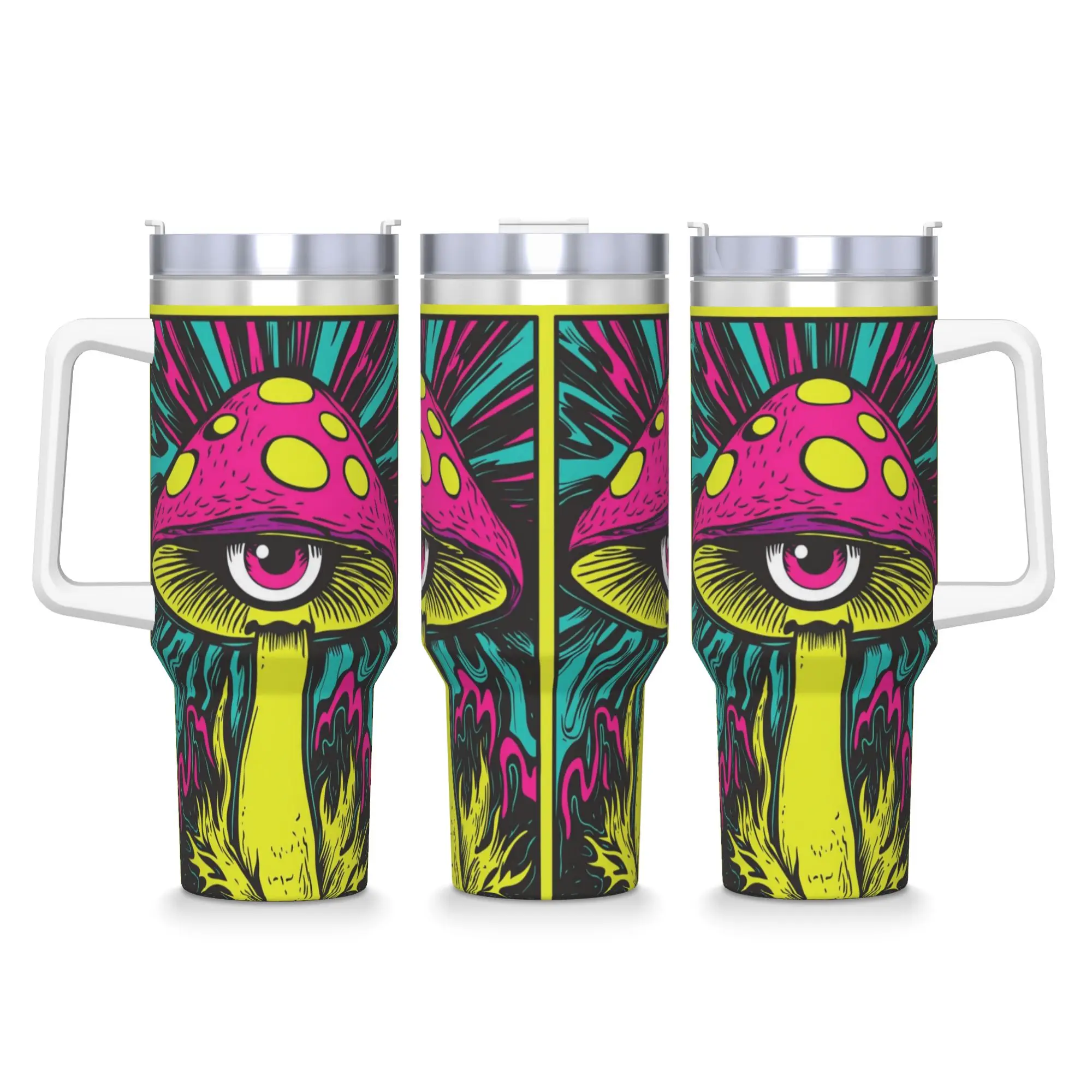 

Cartoon Graffiti One-eyed Mushroom Stainless Steel Tumbler Thermal Cups With Straws and Lid 40oz Mugs Cup Drinks Water Bottle