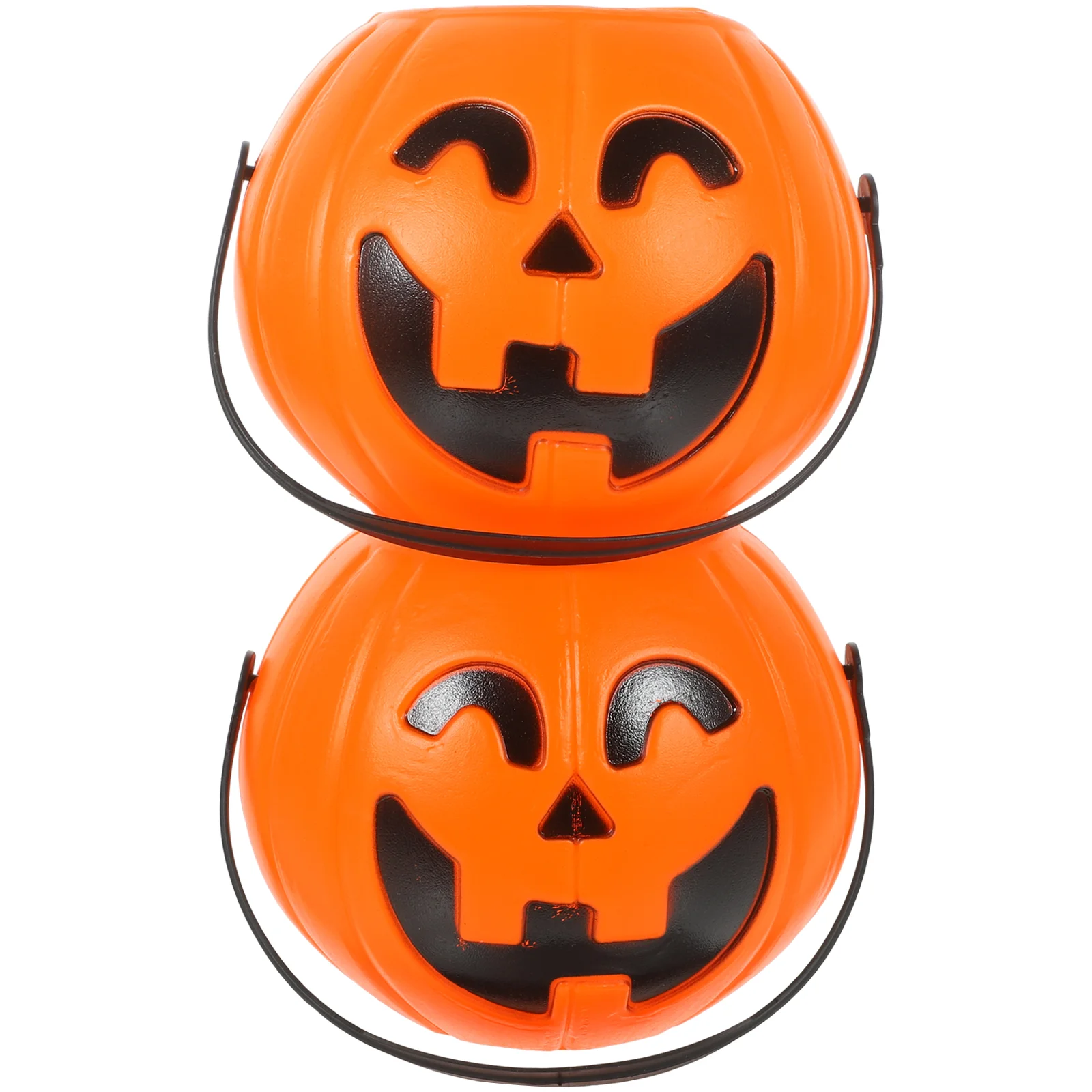 2 Pcs 17cm Halloween Portable Pumpkin Bucket Children Trick or Treat Pumpkin Candy Pail Holder pumpkin candy holder