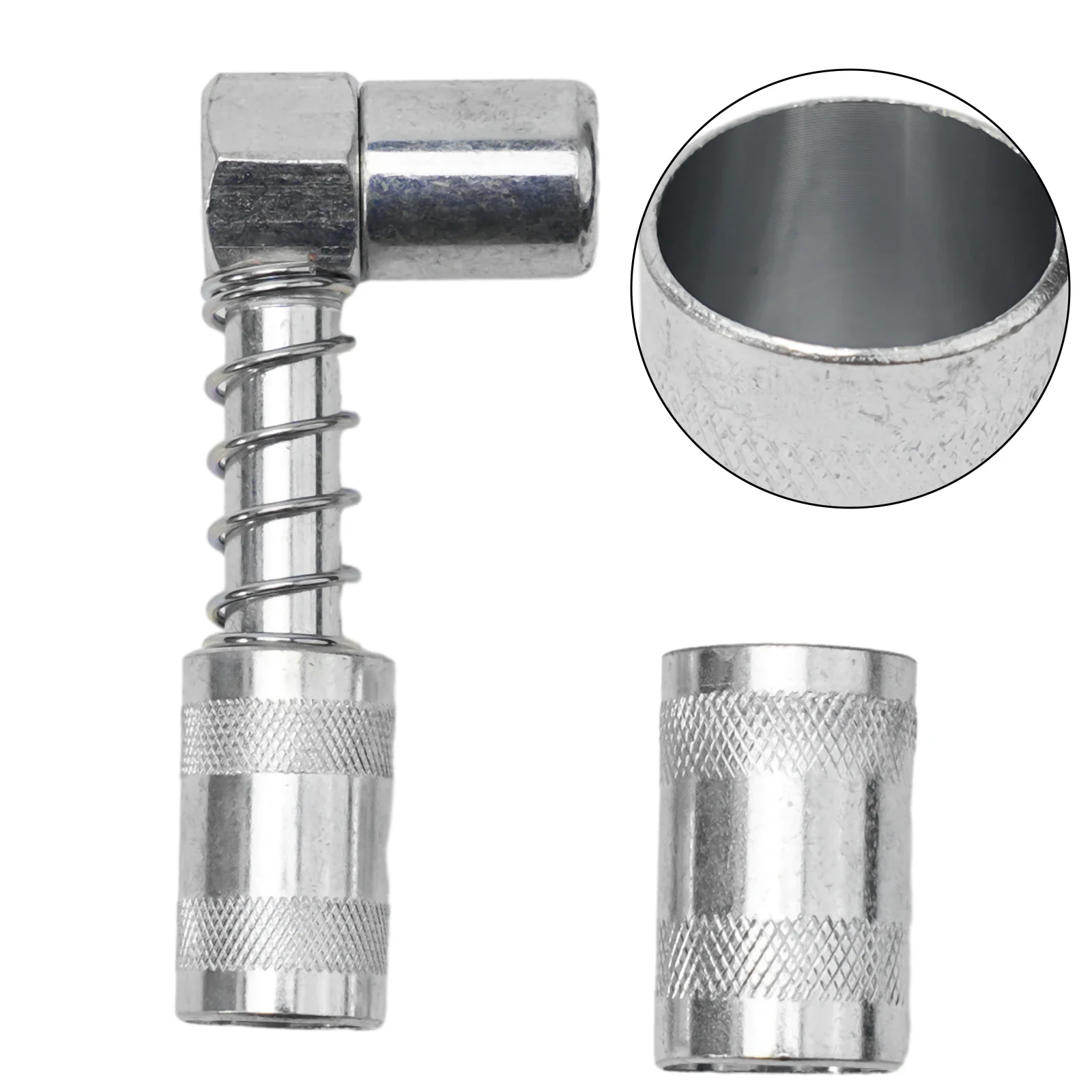 For Most Hand-operated GreaseNozzle Adapter Heavy Duty Silver With Sleeve 3 Jaw Coupler 3000-4500PSI Carbon Steel