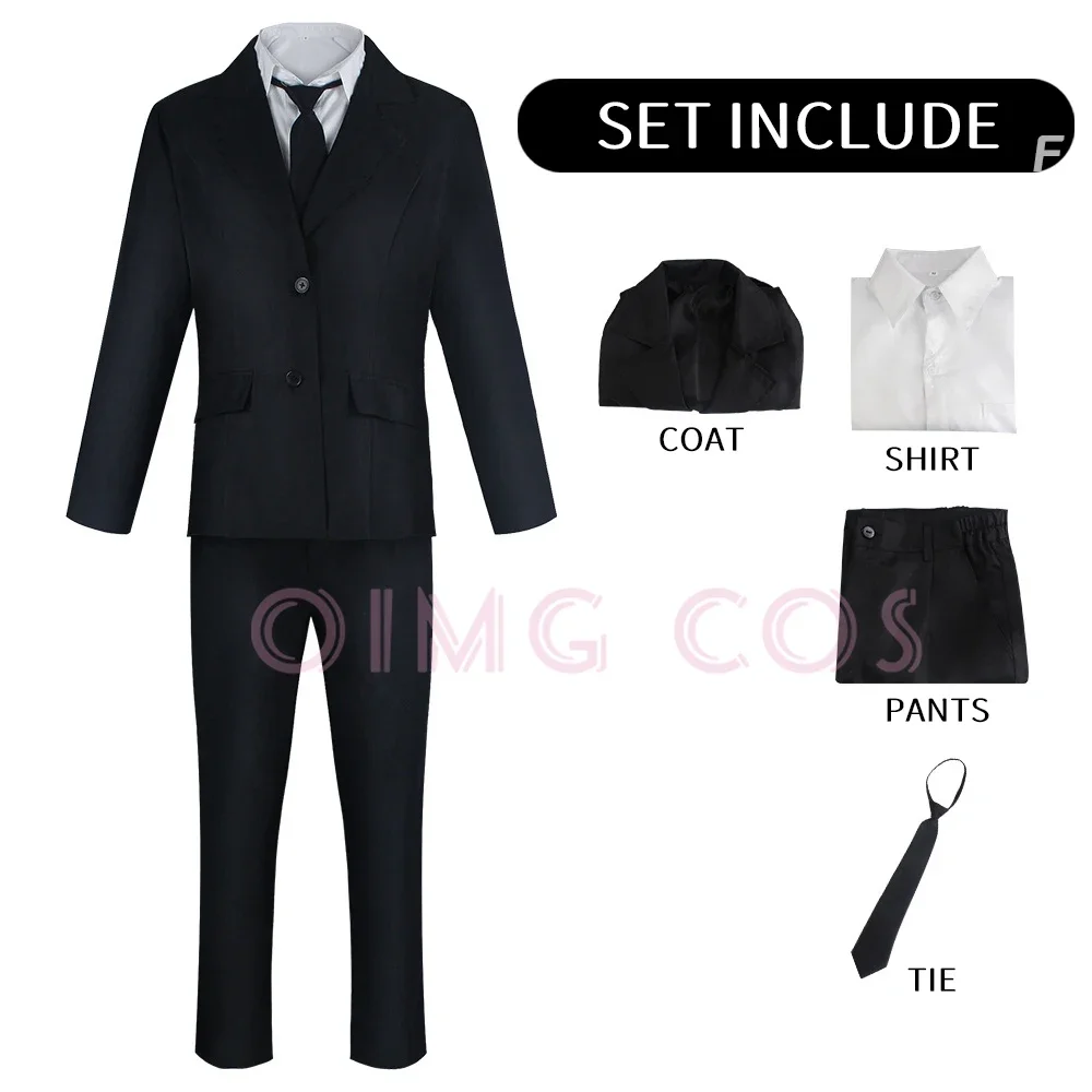 

Костюм для косплея «Охотник на демонов», мужская одежда с бензопилой, синий костюм аниме, рубашка с галстуком на шее, короткое кольцо, женская униформа на Хэллоуин