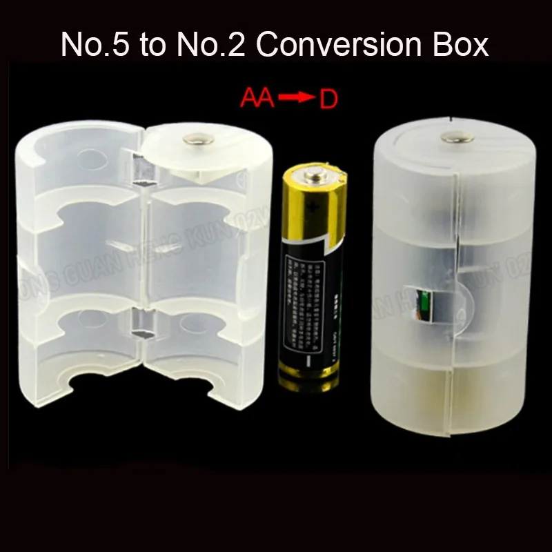 2Pcs No.5 To No.2 Battery Adapter Barrel No.5 Rechargeable Battery To No.2 AA To C Type Converter Conversion Barrel