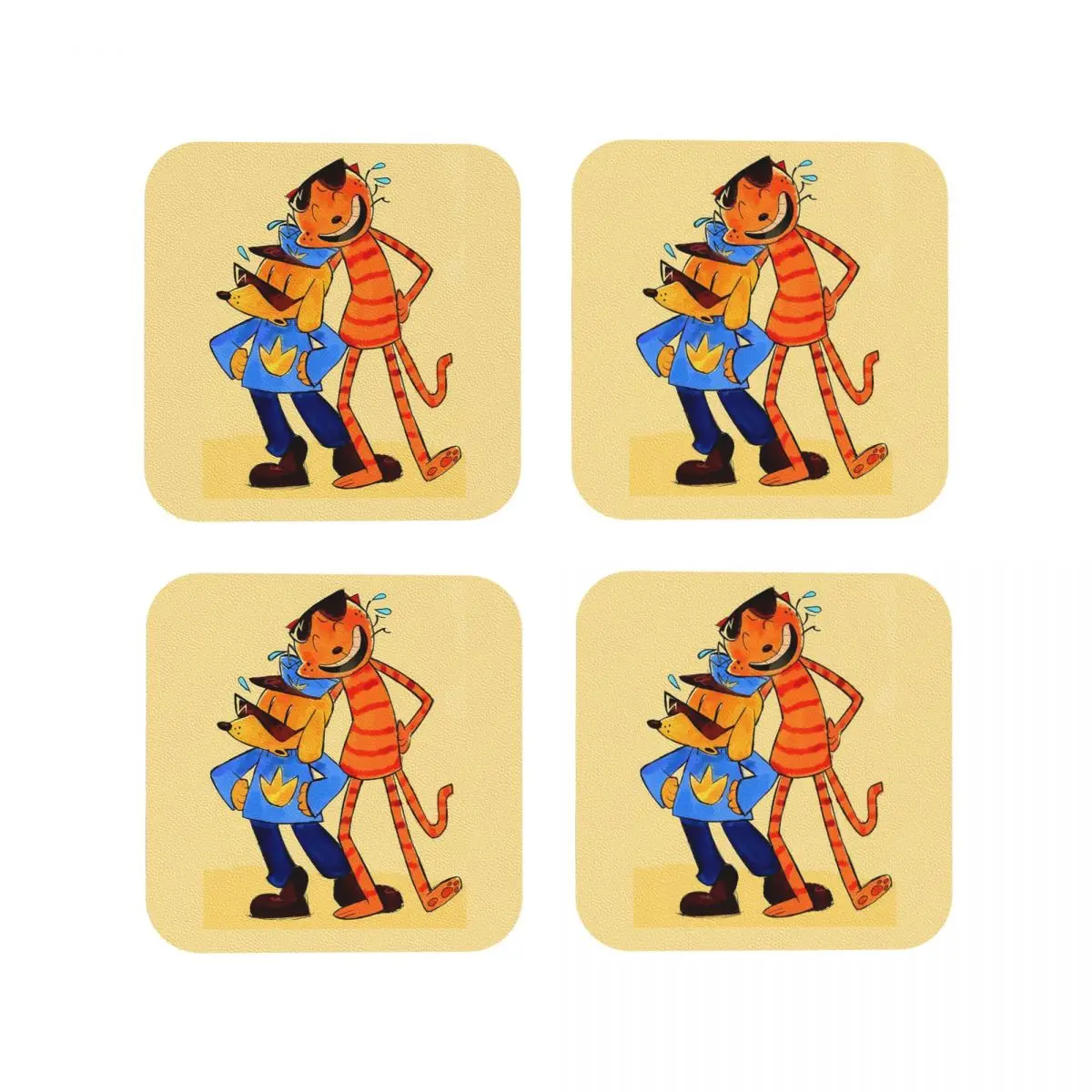 

Собака Человек Lil Petey и Big Petey Fan Art Подставки Кухонные салфетки Изоляционные кофейные коврики Декор Домашняя посуда Подушечки Набор из 4 шт.