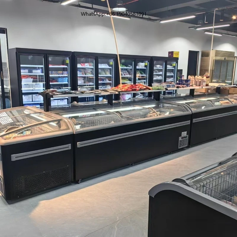 High Efficiency Inverter Combined Island  Commercial Horizontal Freezer for Supermarket and Frozen Food