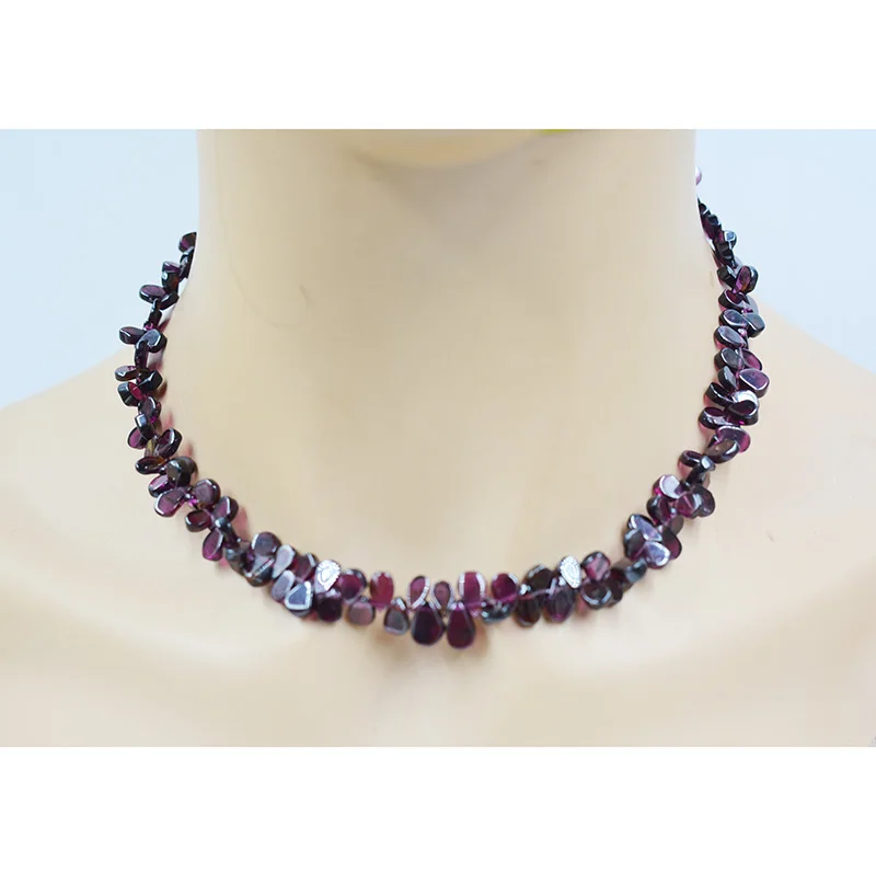 The last natural fuchsia semi-precious stone necklace  16”