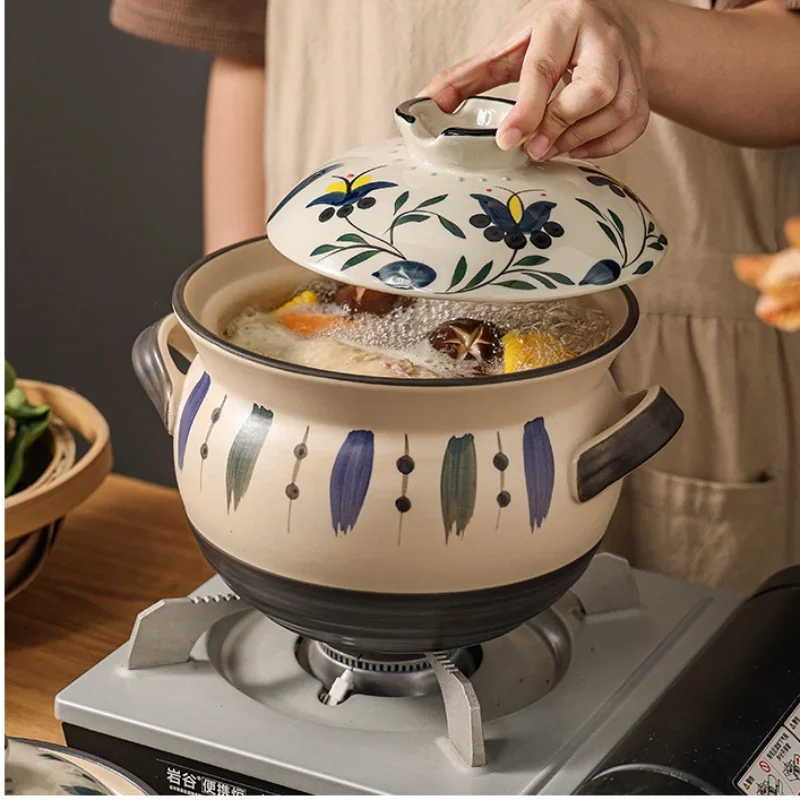 Clay Saucepan Ceramic Stock Pot Gas Casserole Soup Pan Cookware Kitchen Pot Cooking Utensils Home Kitchen Supplies Cooking Pan