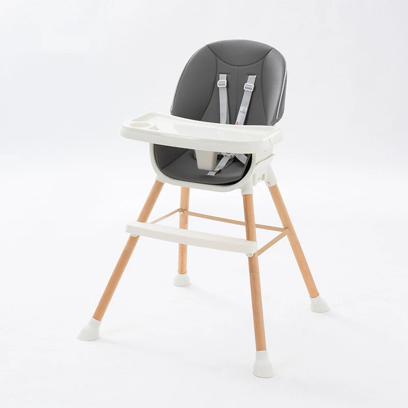 5 In 1 Booster Feeding Seat And Wooden High Chair With Double Trays Adjustable Heights Convertible And Easy Assembly