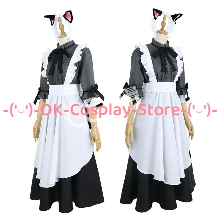 Ryushen disfraces de Cosplay para mujer, vestido de sirvienta elegante con orejas, ropa de Vtuber de cola, uniformes de Carnaval de Halloween hechos a medida