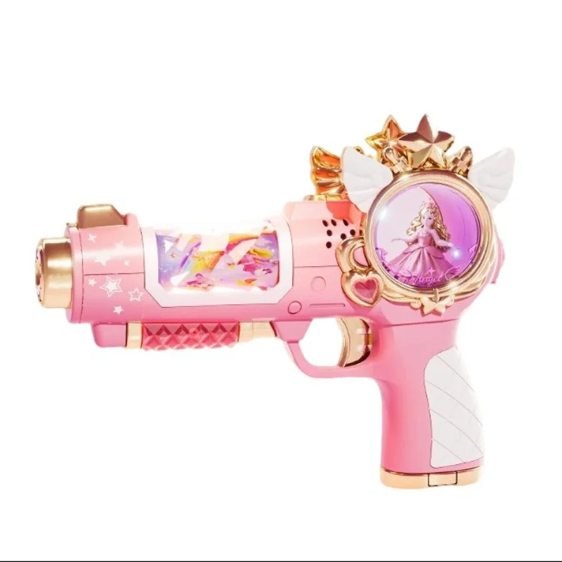 Electric Light Sound Spray Toy Gun Pink Rotating Doll Shooting Toy Cartoon Dream Plastic Pistol Model Birthday Gift Cos Prop